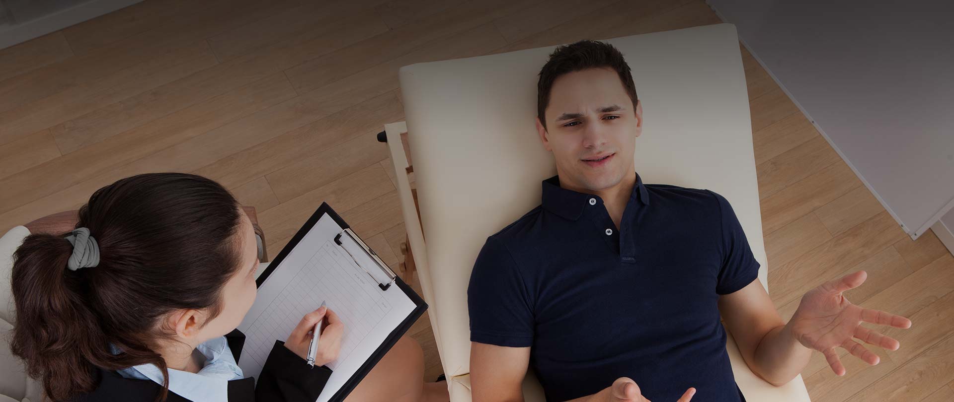A patient speaking with a healthcare professional